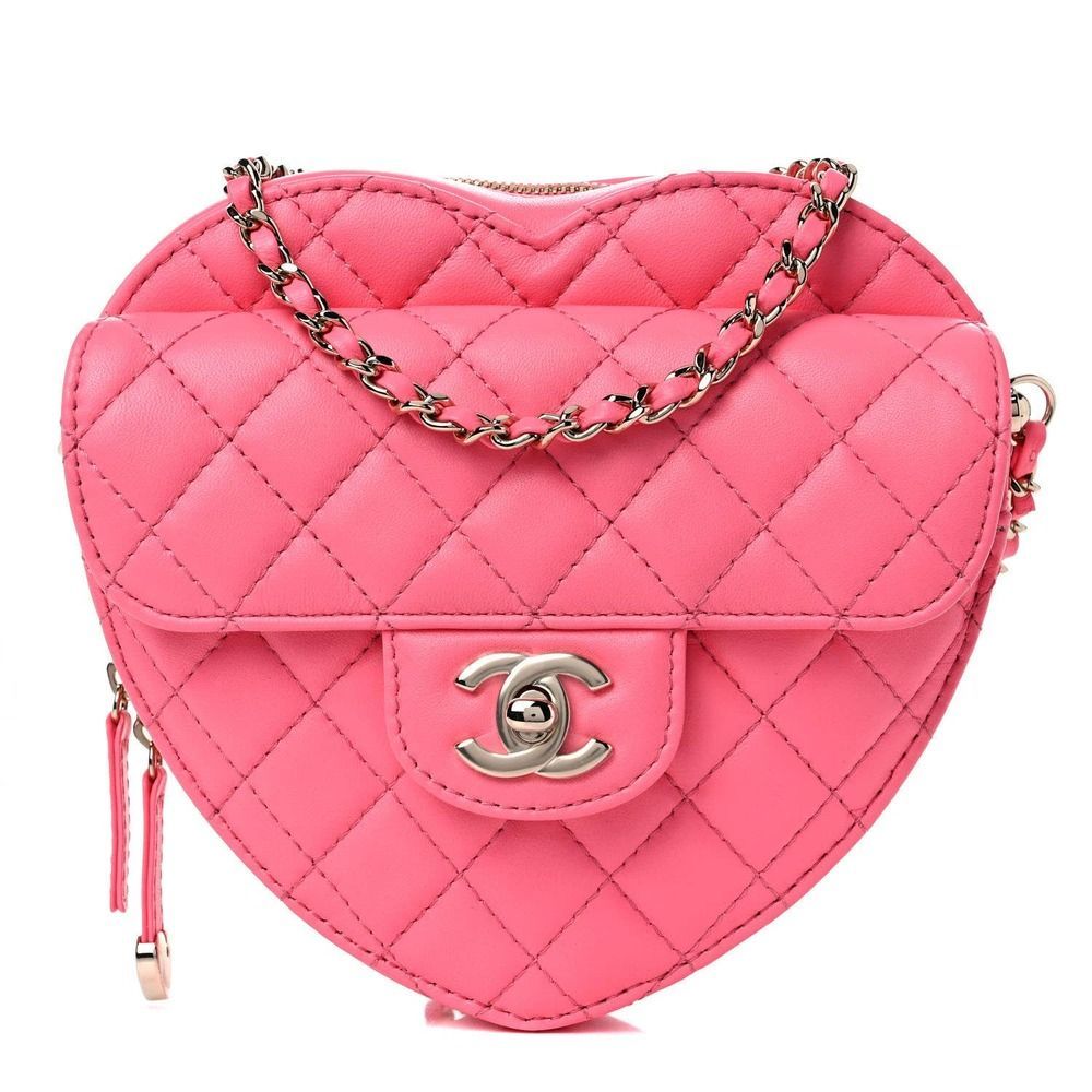 Chanel Pink Heart Bag 22S CC In Love Leather Crossbody bag NEW Authentic
